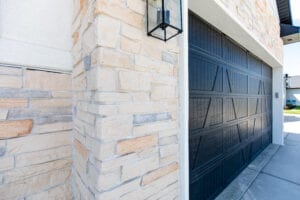 side view of a garage door of a house